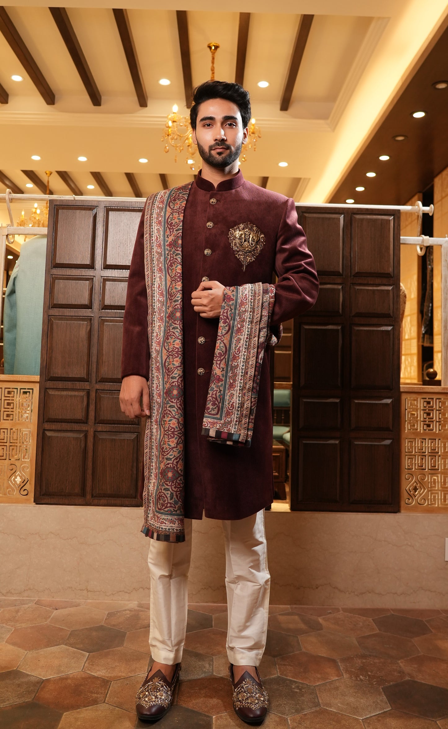 Wine Colour Sherwani(ME-MSRW_9199 WA)