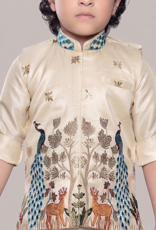Fawn Colour Jacket Kurta Set(BE-BBUS_1529)