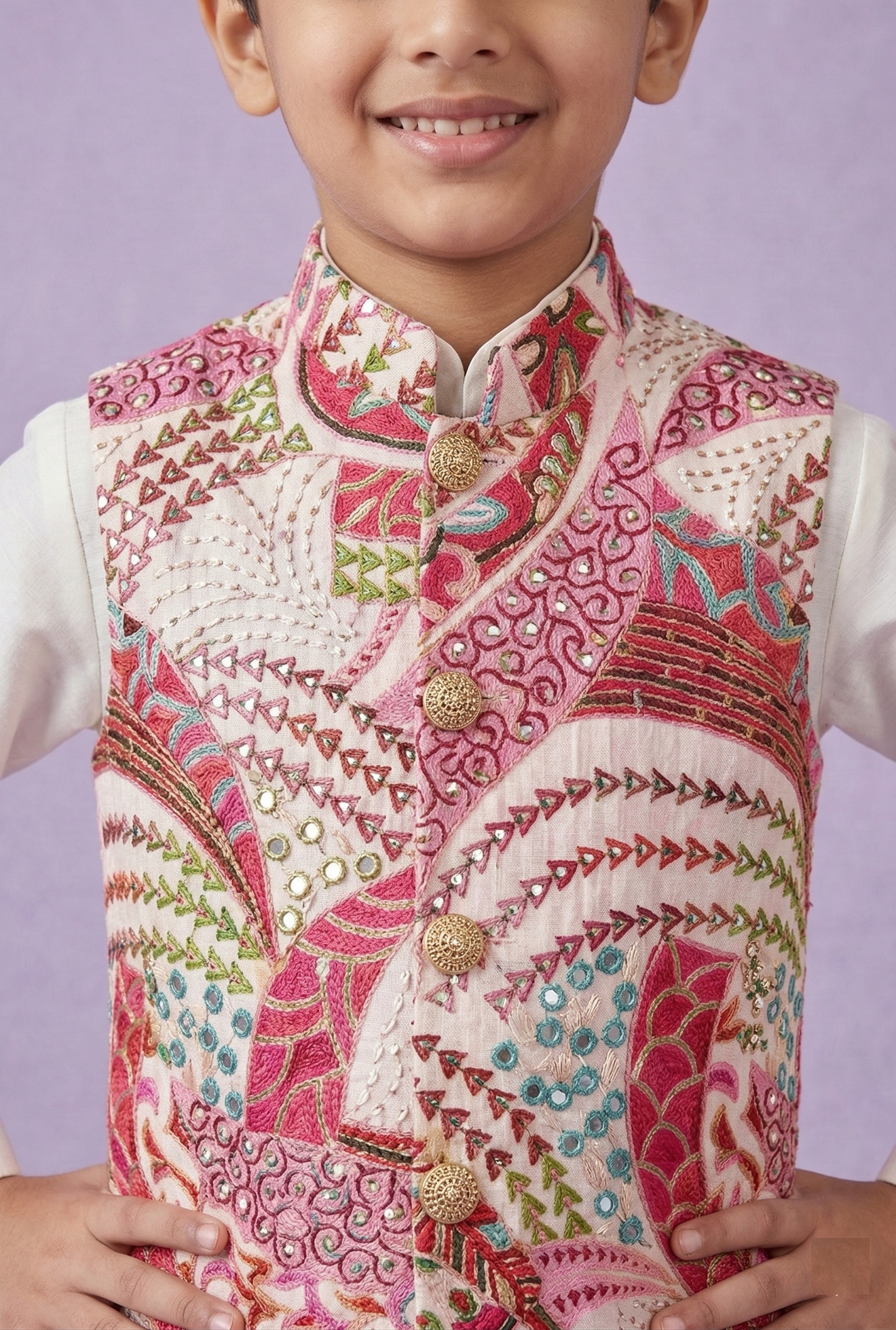 Cream Colour Jacket Kurta Set(BE-BBUS_3771)