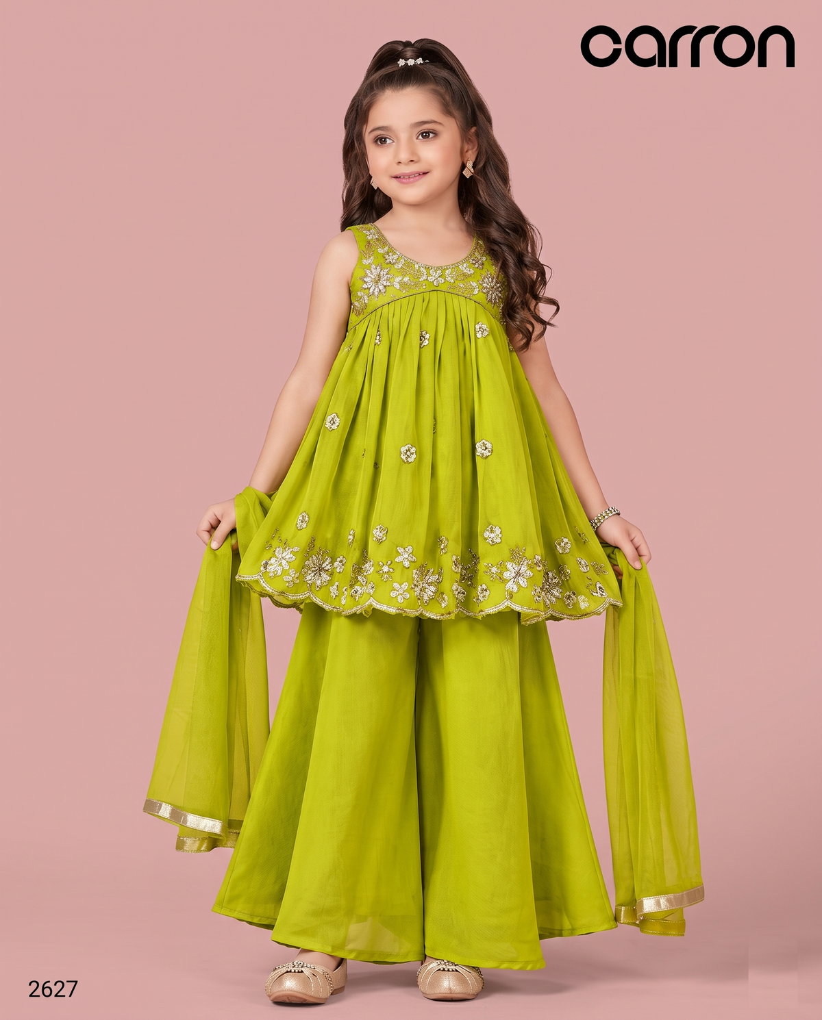 Green Colour Plazo Set(GE-GPZS_2627)