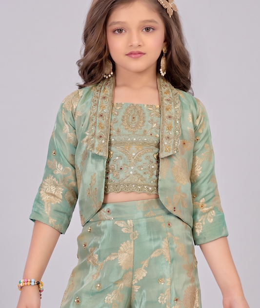 Mint Green Colour Plazo Set(GE-GPZS_1118)