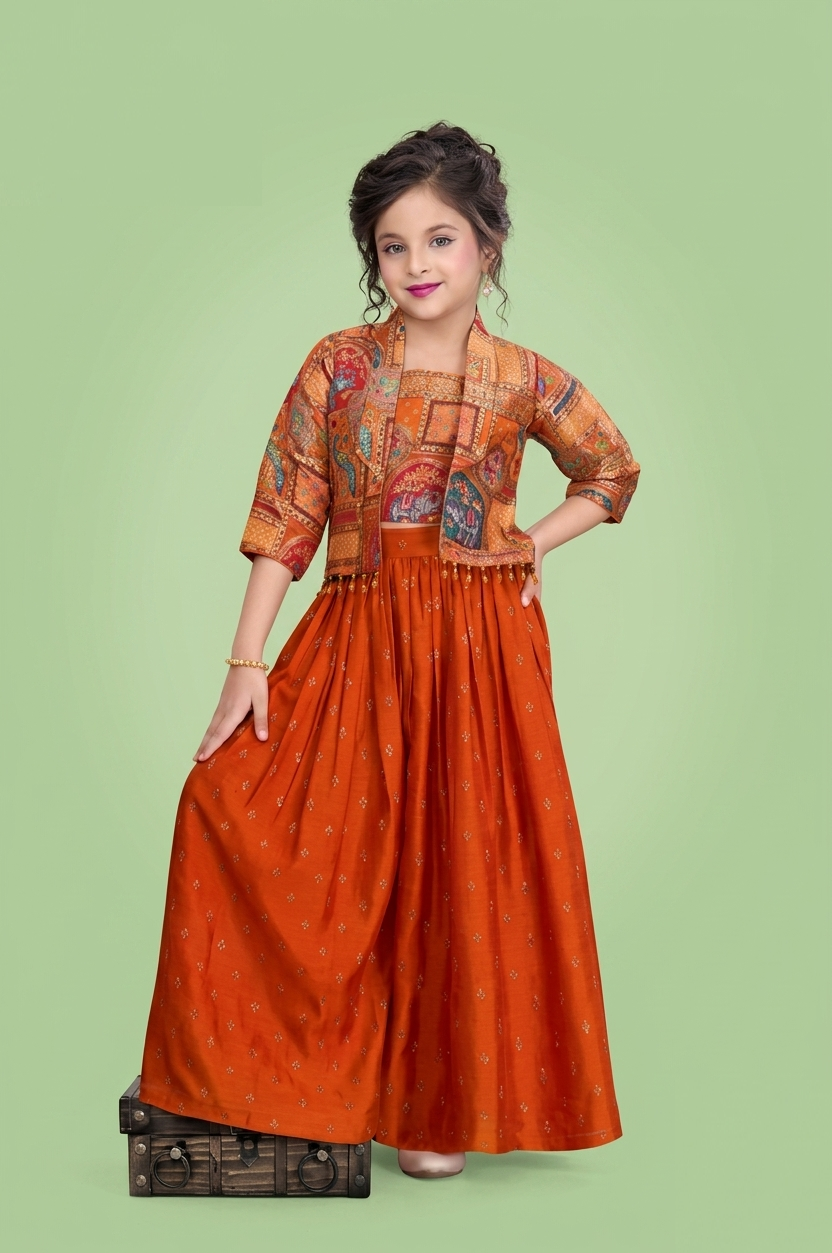 Orange Colour Plazo Set(GE-GPZS_9918)