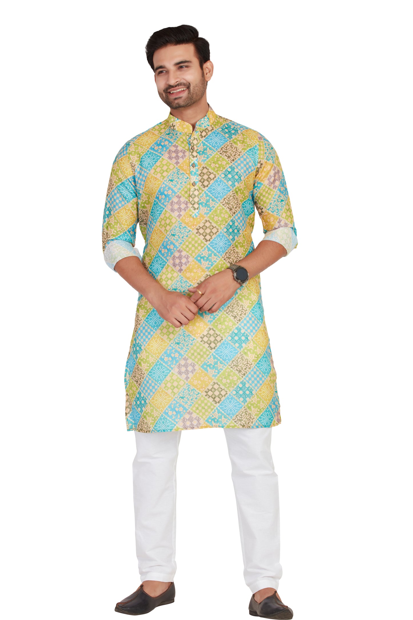 Multi Colour Kurta With Bottom(MC-MKUC_GKL-DIGI BANDHEJ L 159 B)