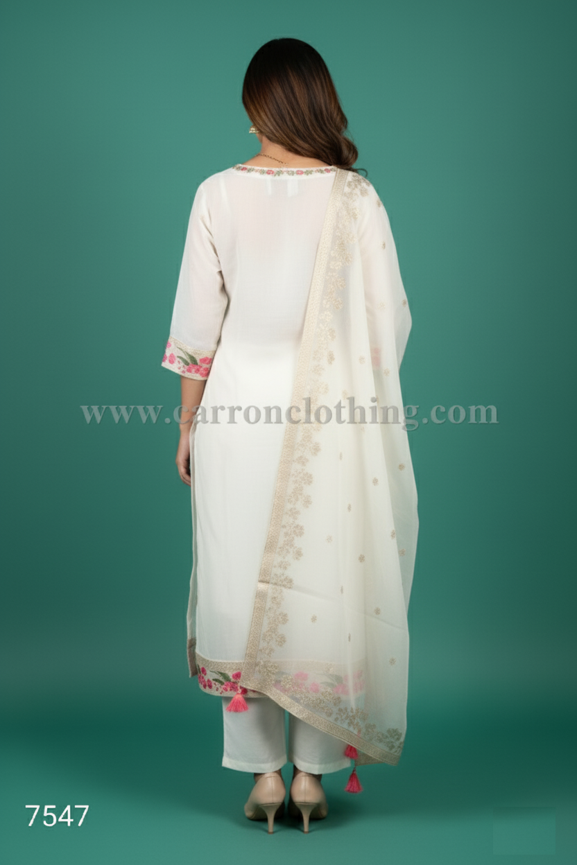 Cream Colour Kurti Set(LC-WKIS_7547)