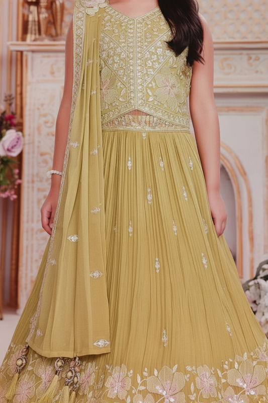 Lemon Colour Ghaghra Choli(GE-GGHC_3223)
