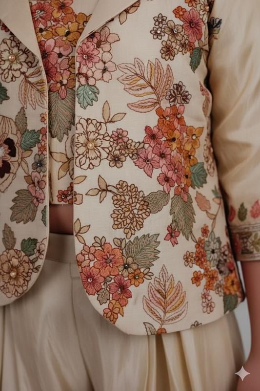 Fawn Colour Plazo Set(GE-GPZS_3396)