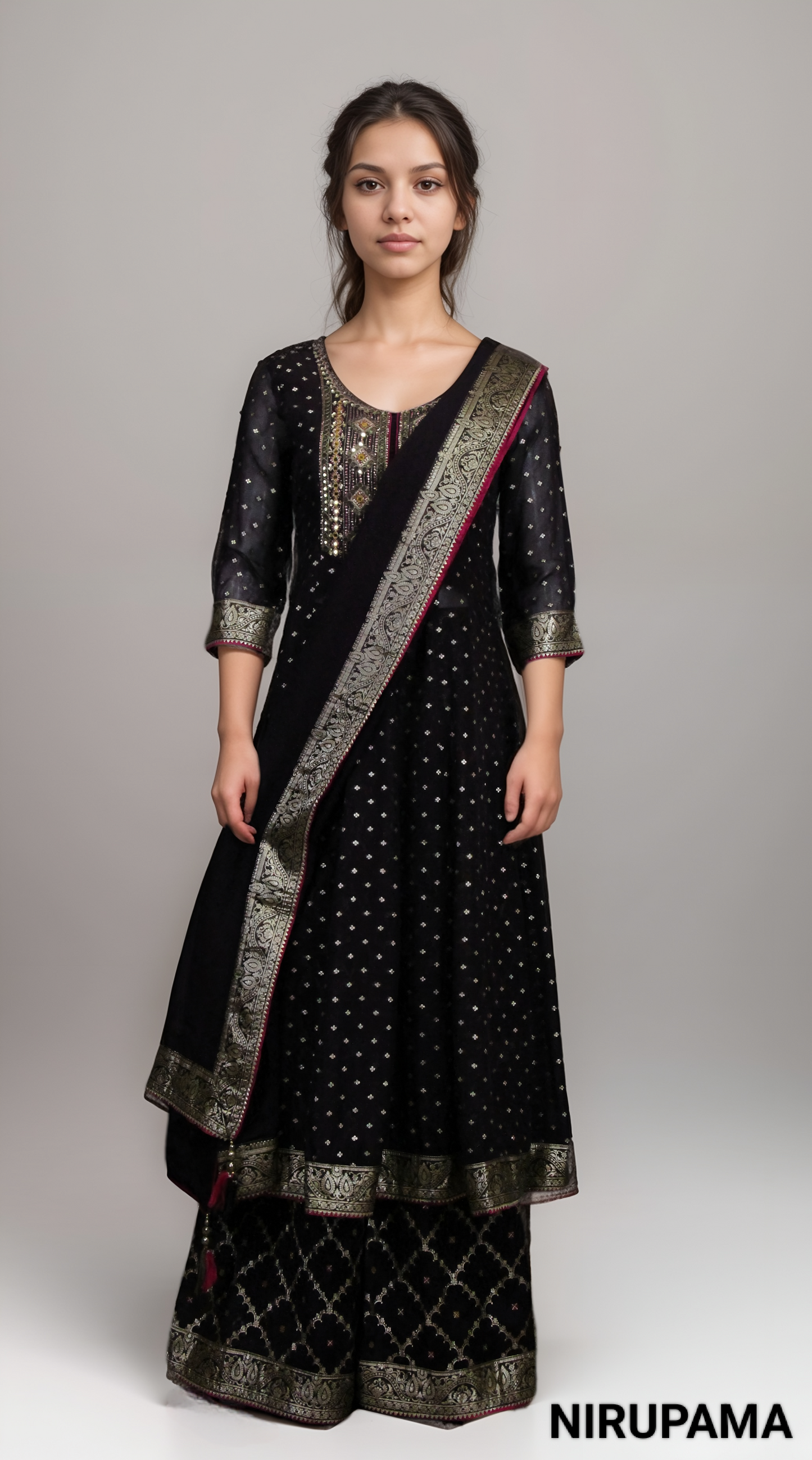 Charcoal Colour Plazo Set(LE-WPZS_NIRUPAMA)