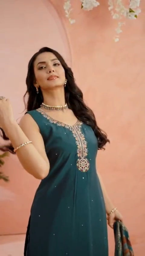 Green Colour Pant Set(LE-WPNS_3171)