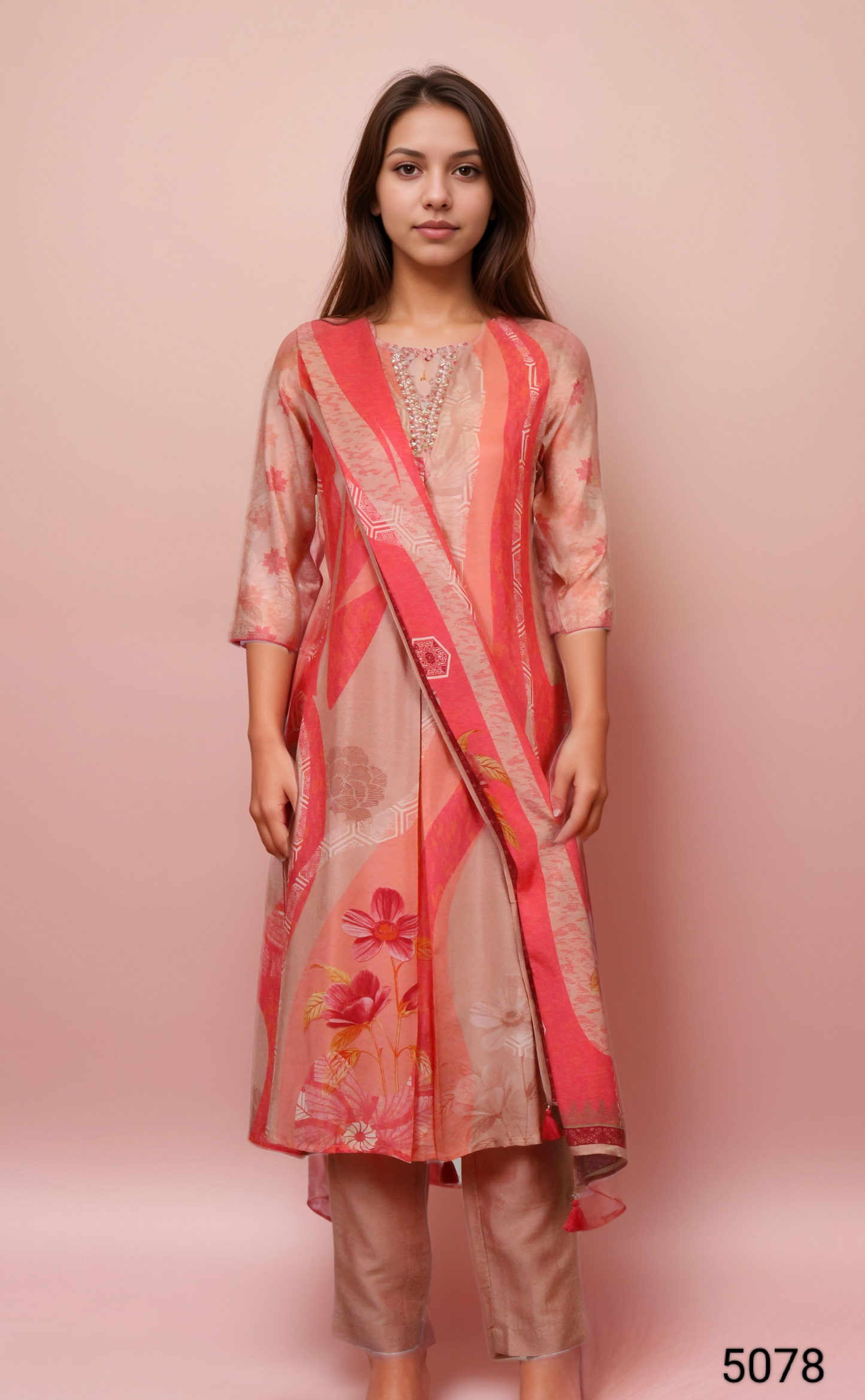 Peach Colour Kurti Set(LC-WKIS_5078)