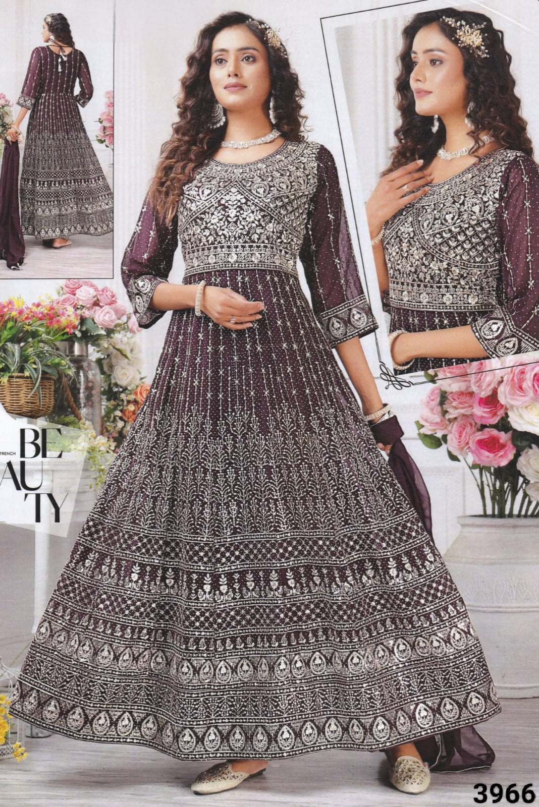 wine Colour Long Anarkali(LE-WANK_3966)