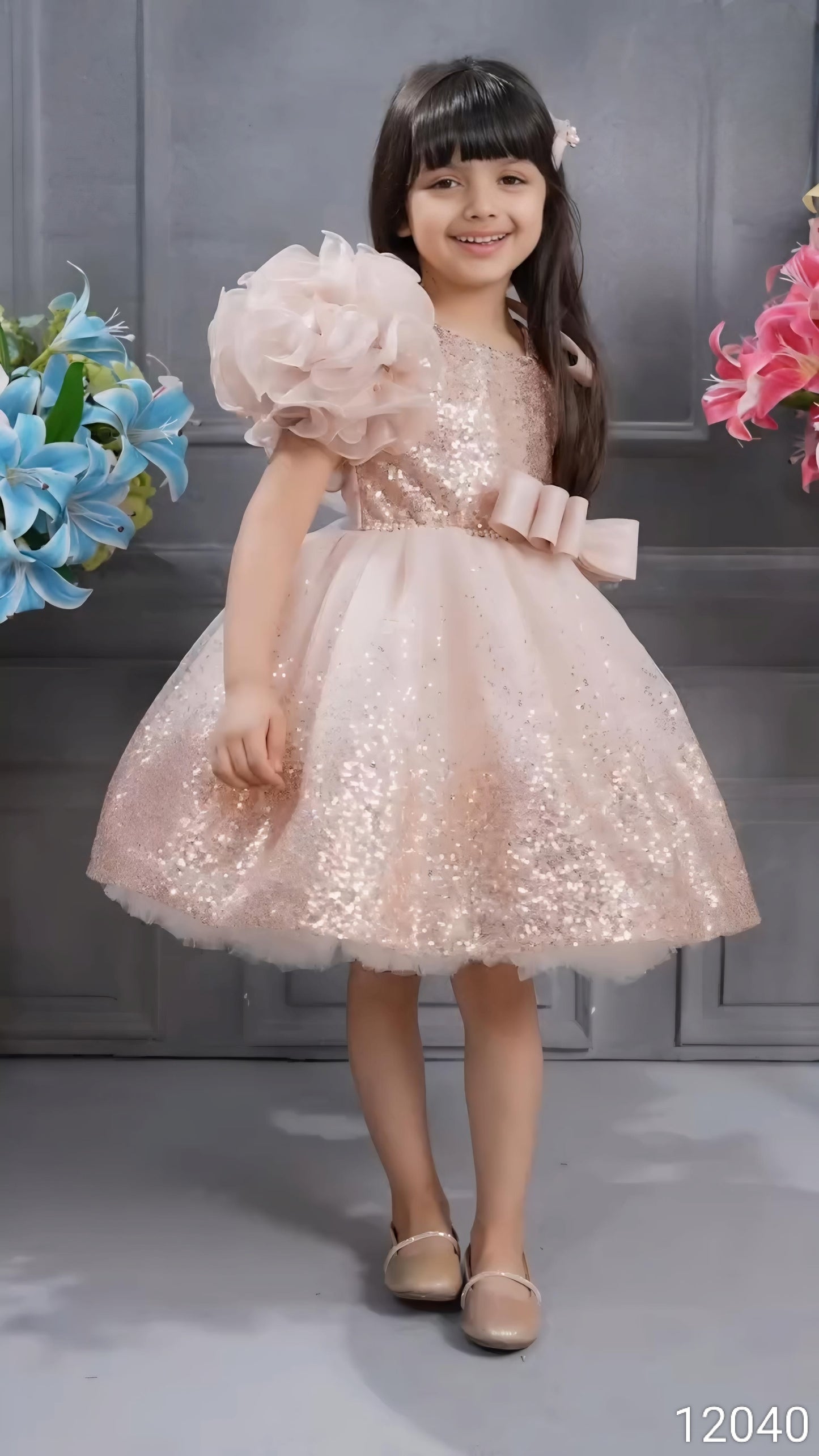 Fawn Colour Party Frock(GE-GFRP_12040)