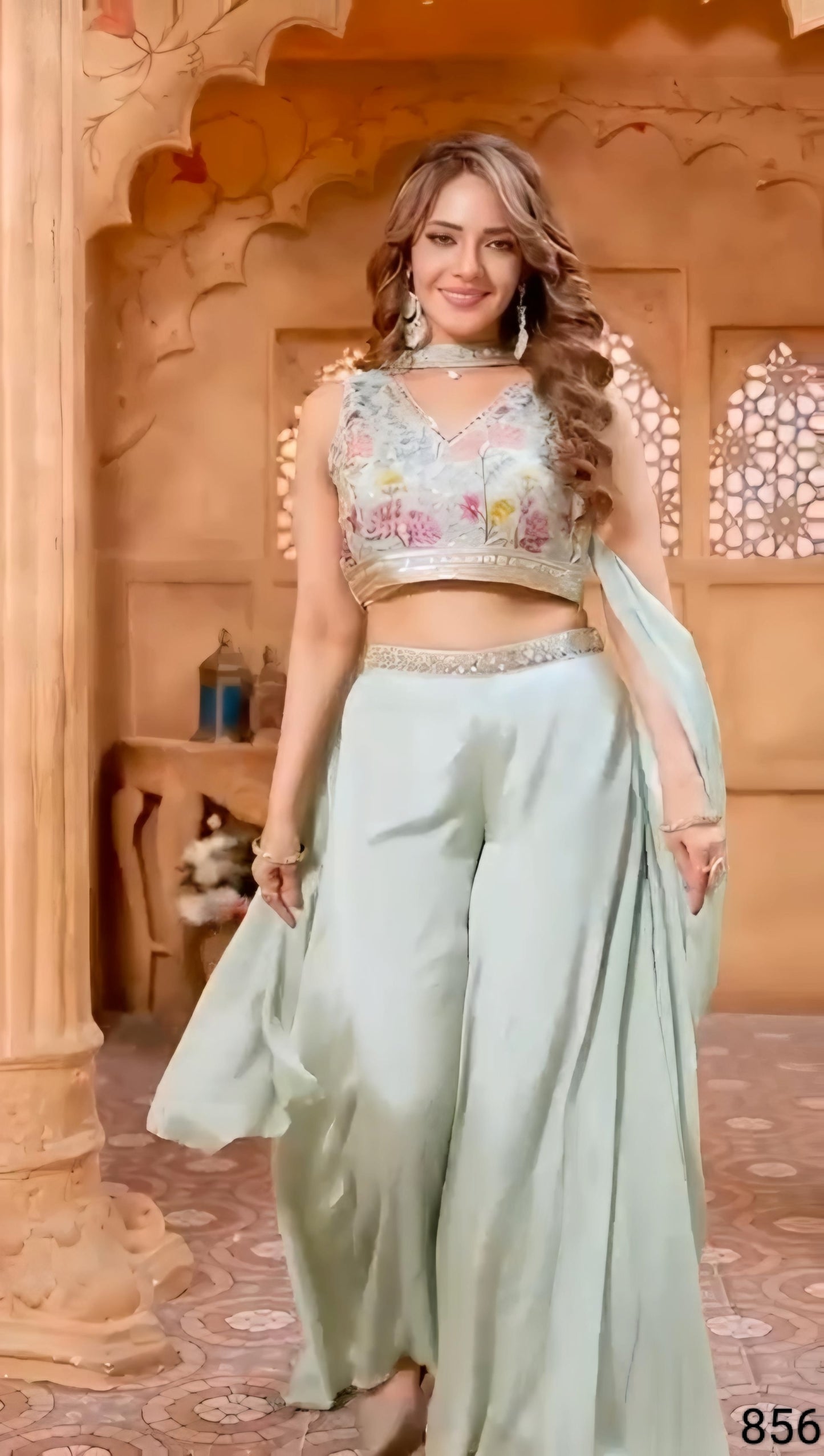 Mint Green Colour Plazo Set(LE-WPZS_856)
