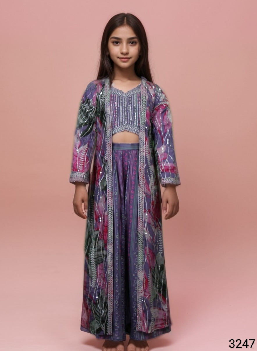 Purple Colour Plazo Set(GE-GPZS_3247)