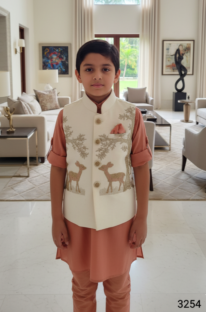 Peach Colour Jacket Kurta Set(BE-BBUS_3254)