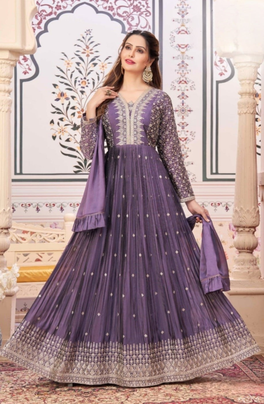 Purple Colour Long Gown Anarkali(LE-WANK_3362)