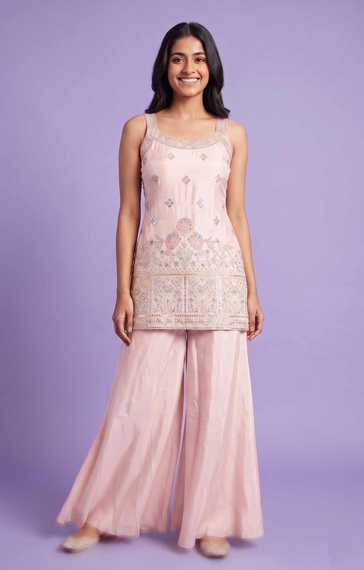 Pink Colour Plazo Set(LE-WPZS_17493)