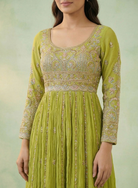 Lime Green Colour Plazo Set(LE-WPZS_80132)