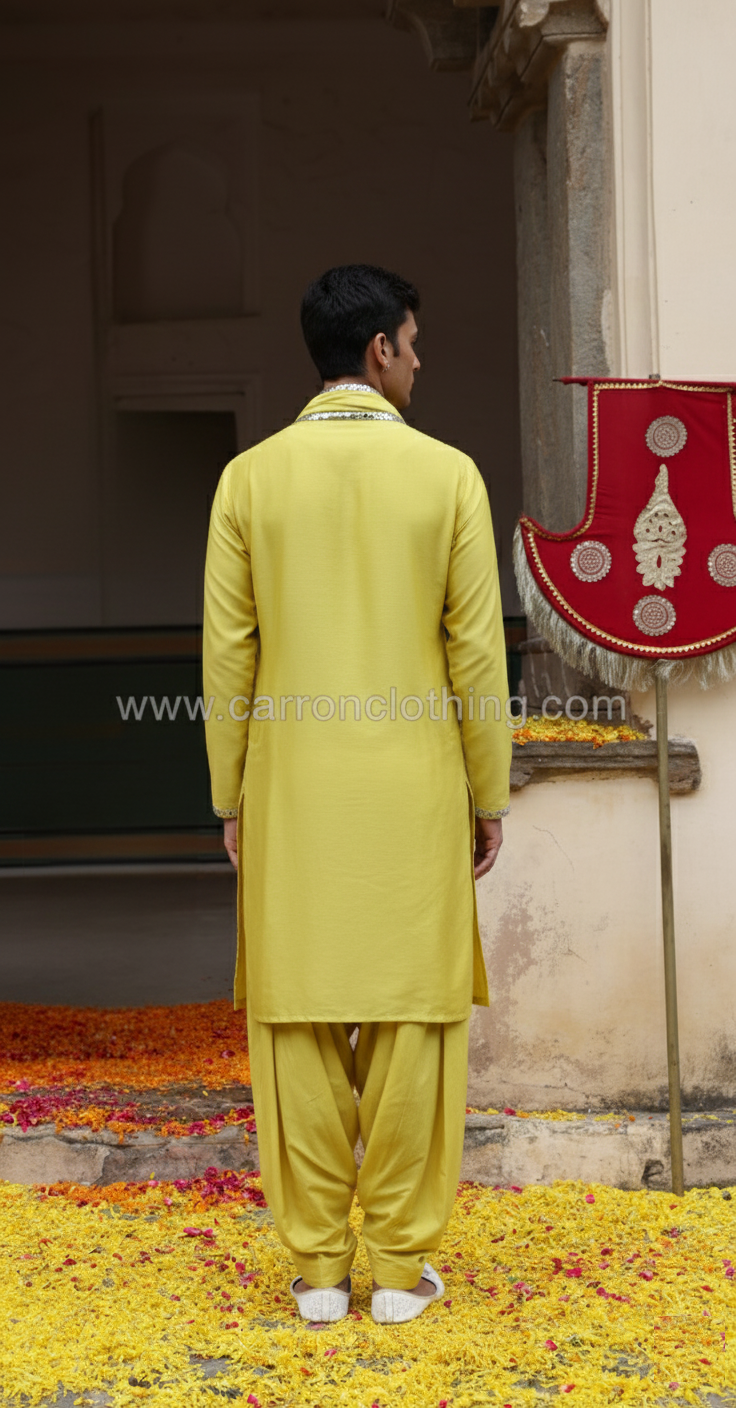 Lime Green Colour Kurta Set With Stole(ME-MKUS_KP 94)
