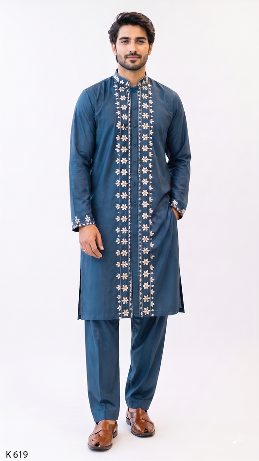 Teal Blue Colour Kurta Set(ME-MKUS_K 619)