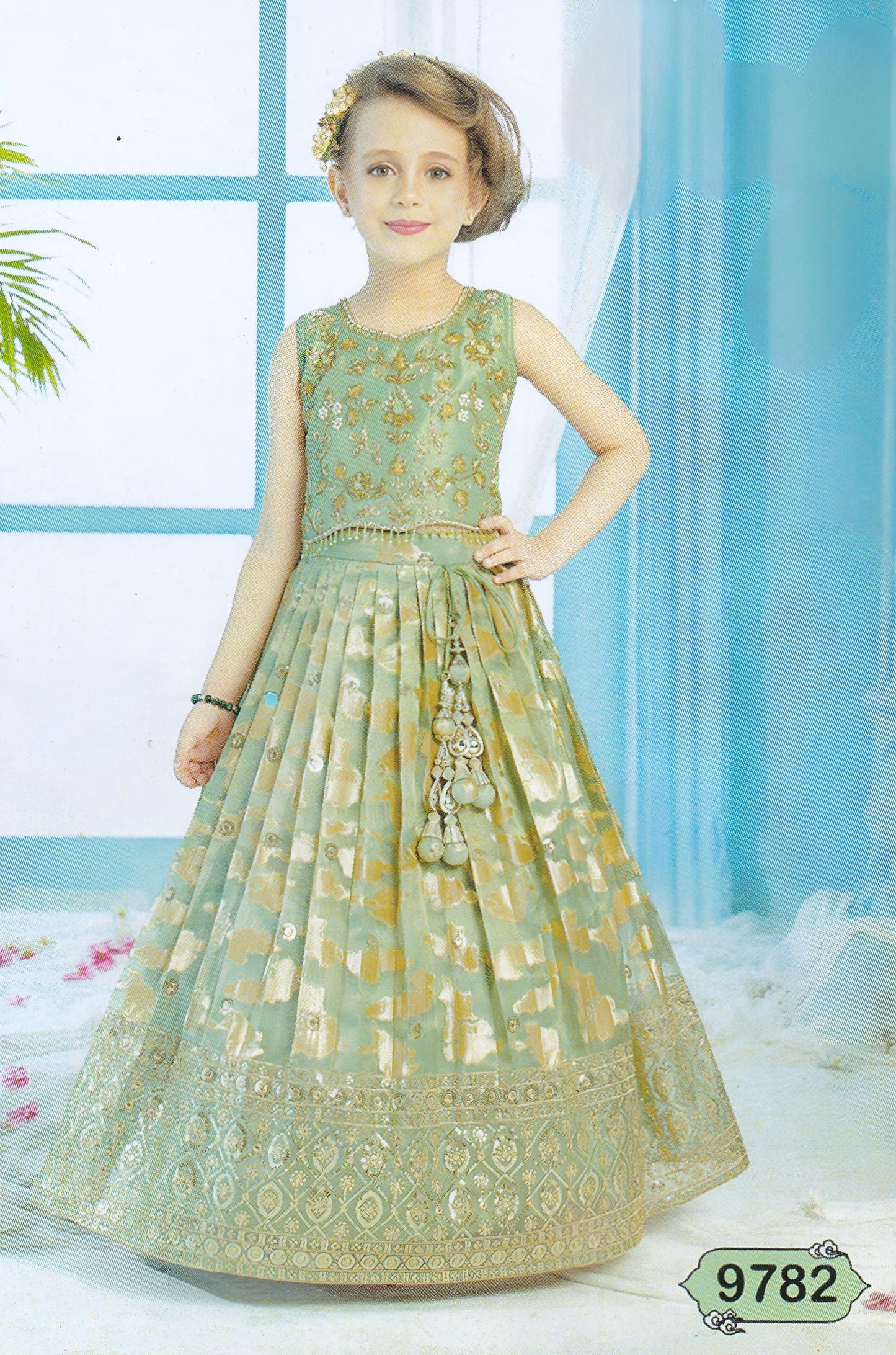 Sage Green Colour Ghaghra Choli(GE-GGHC_9782)