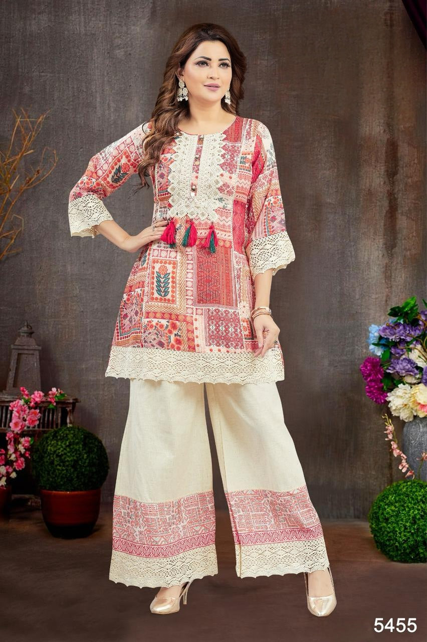 Multi Colour Plazo Set(LE-WPZS_5455)