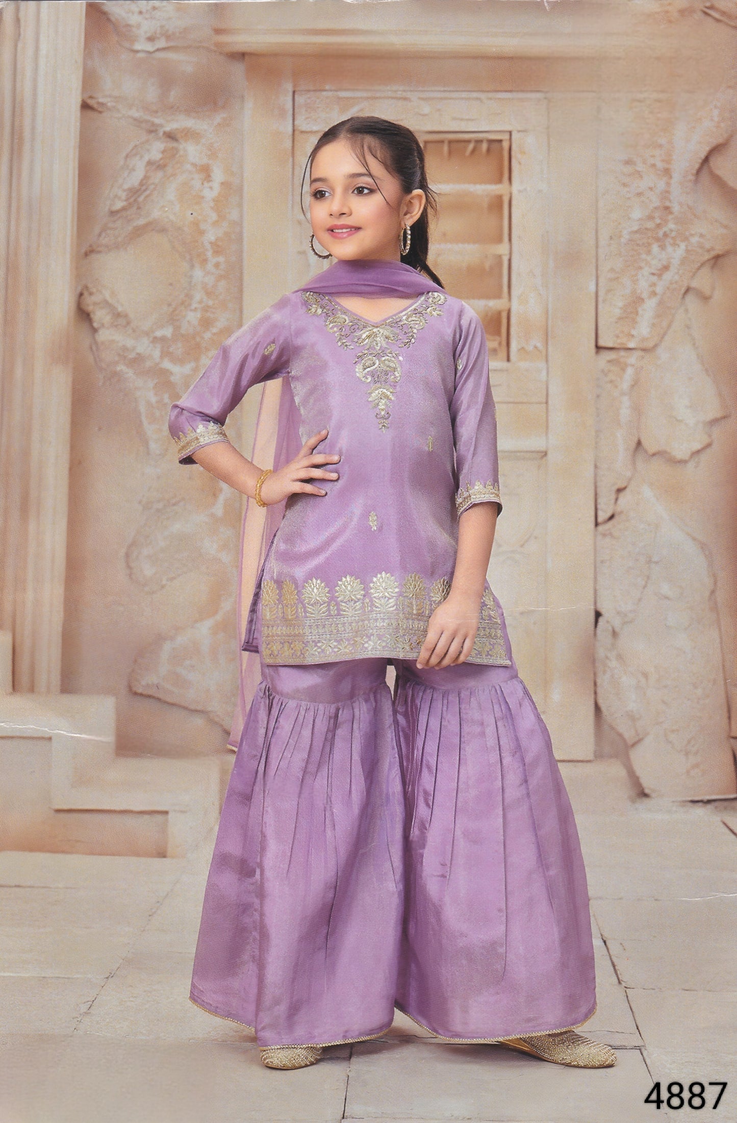 Purple Colour Gharara Set(GE-GGHS_4887)