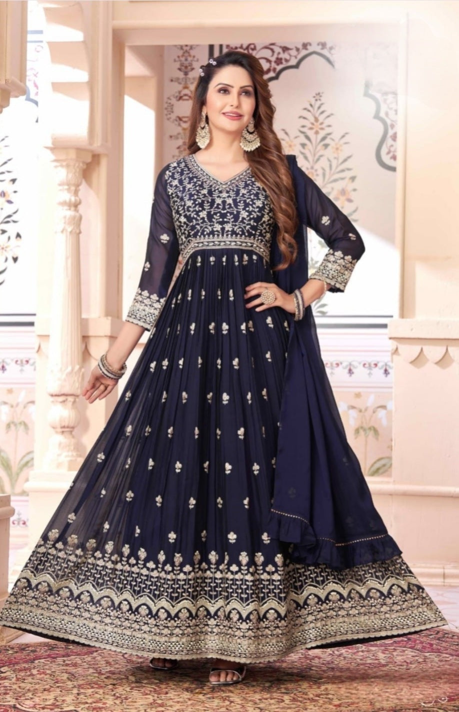 Blue Colour Long Gown(LE-WGWN_3366)
