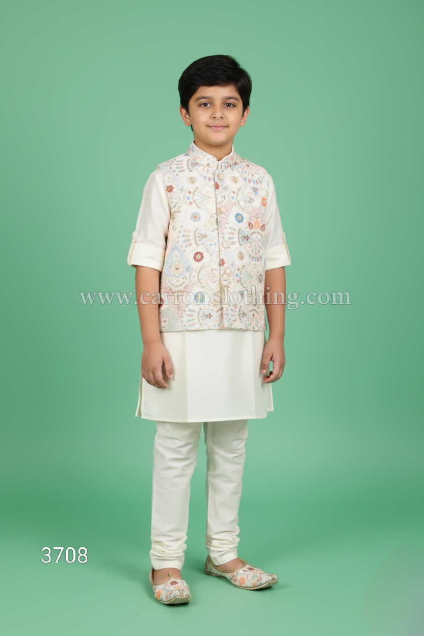 Cream Colour Jacket Kurta Set(BE-BBUS_3708)