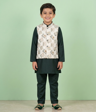 Green Colour Jacket Kurta Set(BE-BBUS_1422)