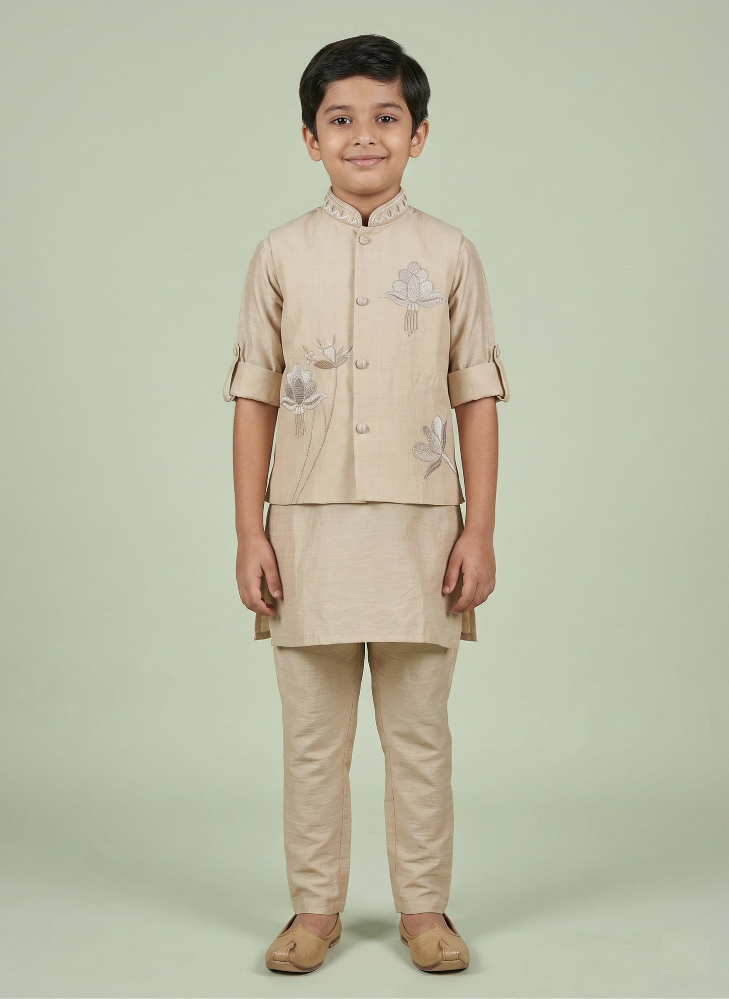 Soft Beige Colour Jacket Kurta Set(BE-BBUS_39849)