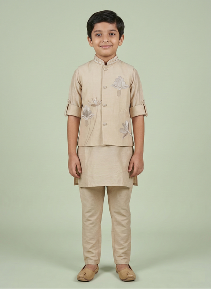 Soft Beige Colour Jacket Kurta Set(BE-BBUS_39849)
