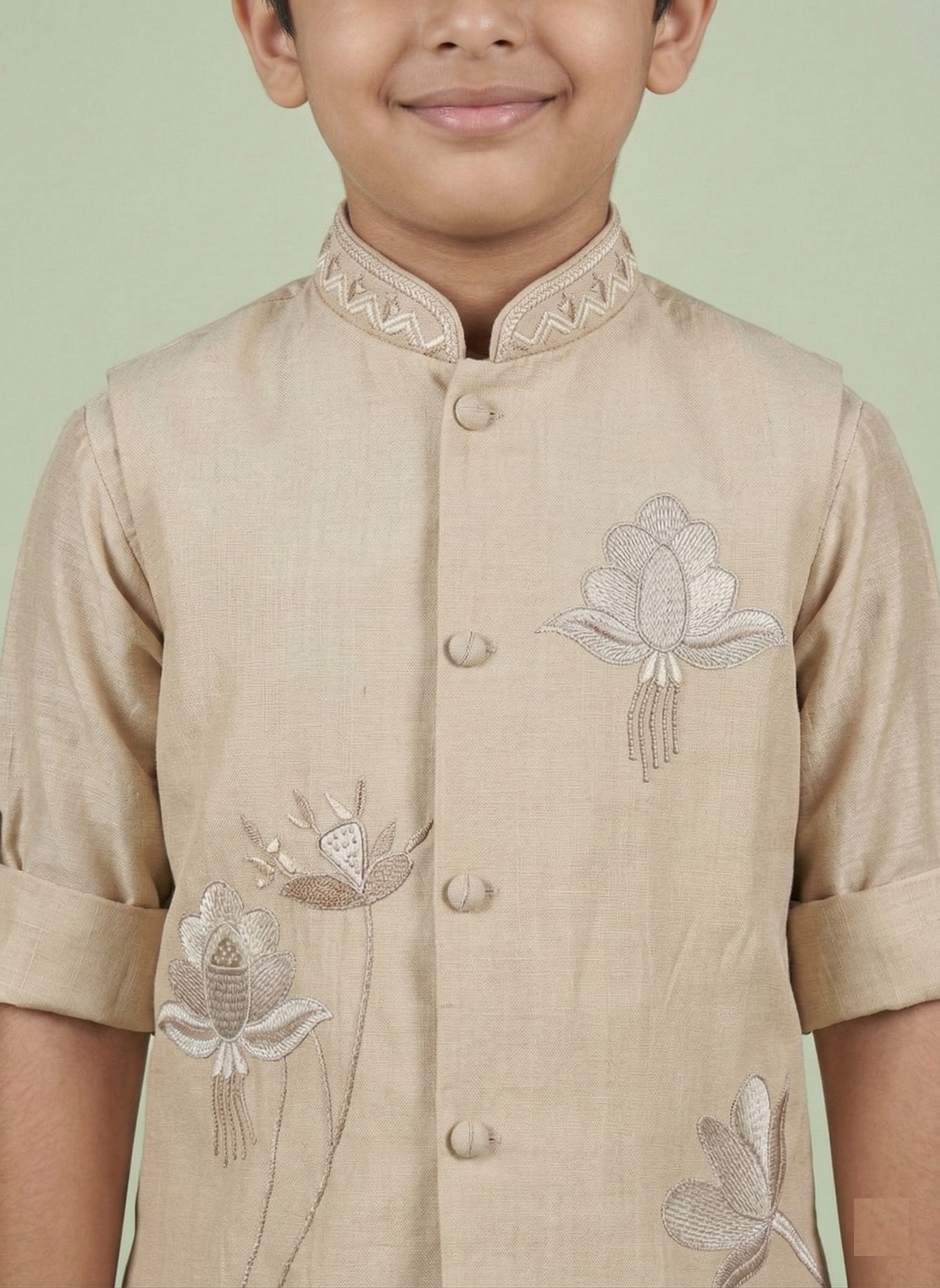 Soft Beige Colour Jacket Kurta Set(BE-BBUS_39849)