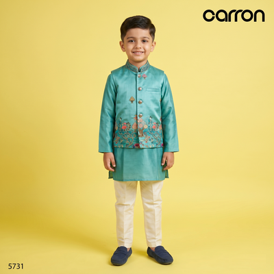 Teal Green Colour Jacket Kurta Set(BE-BBUS_5731)