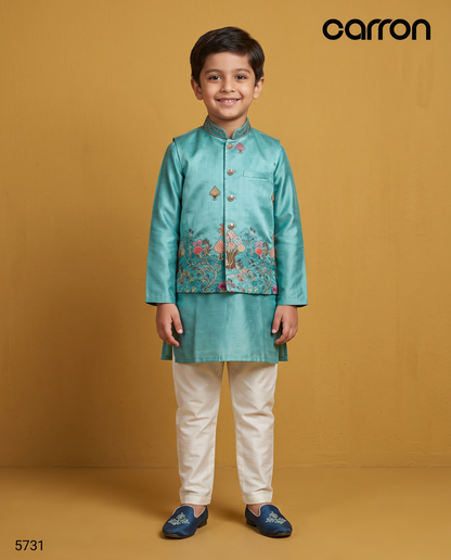 Teal Green Colour Jacket Kurta Set(BE-BBUS_5731)