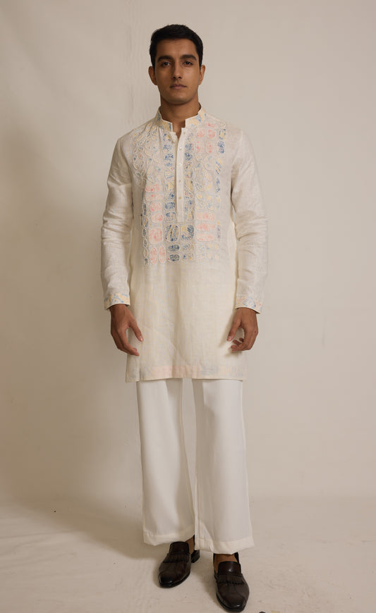 Cream Colour Kurta Set With Stole (ME-MKUS_T 2659)