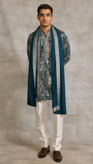 Teal Blue Colour Kurta Set With Stole (ME-MKUS_T  2597  F)