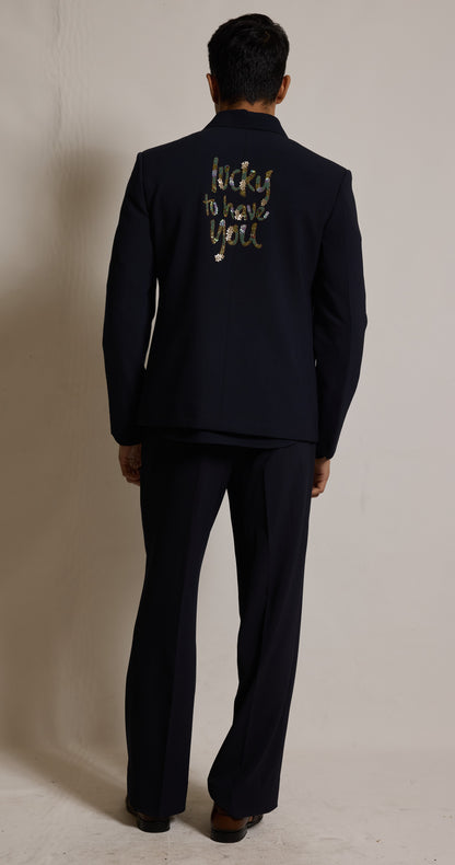 Blue Colour Bomber Jacket Set (ME-MINW_LUCKY)