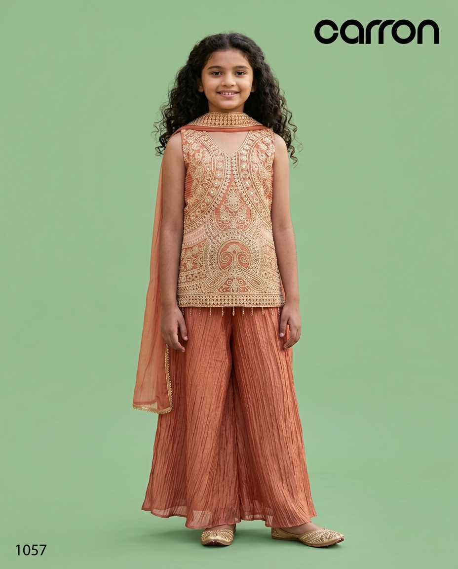 Soft Orange Colour Plazo Set(GE-GPZS_1057)
