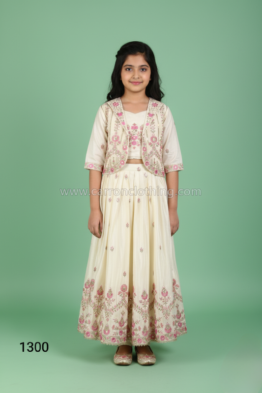 Cream Colour Ghaghra Choli Set(GE-GGHC_1300)