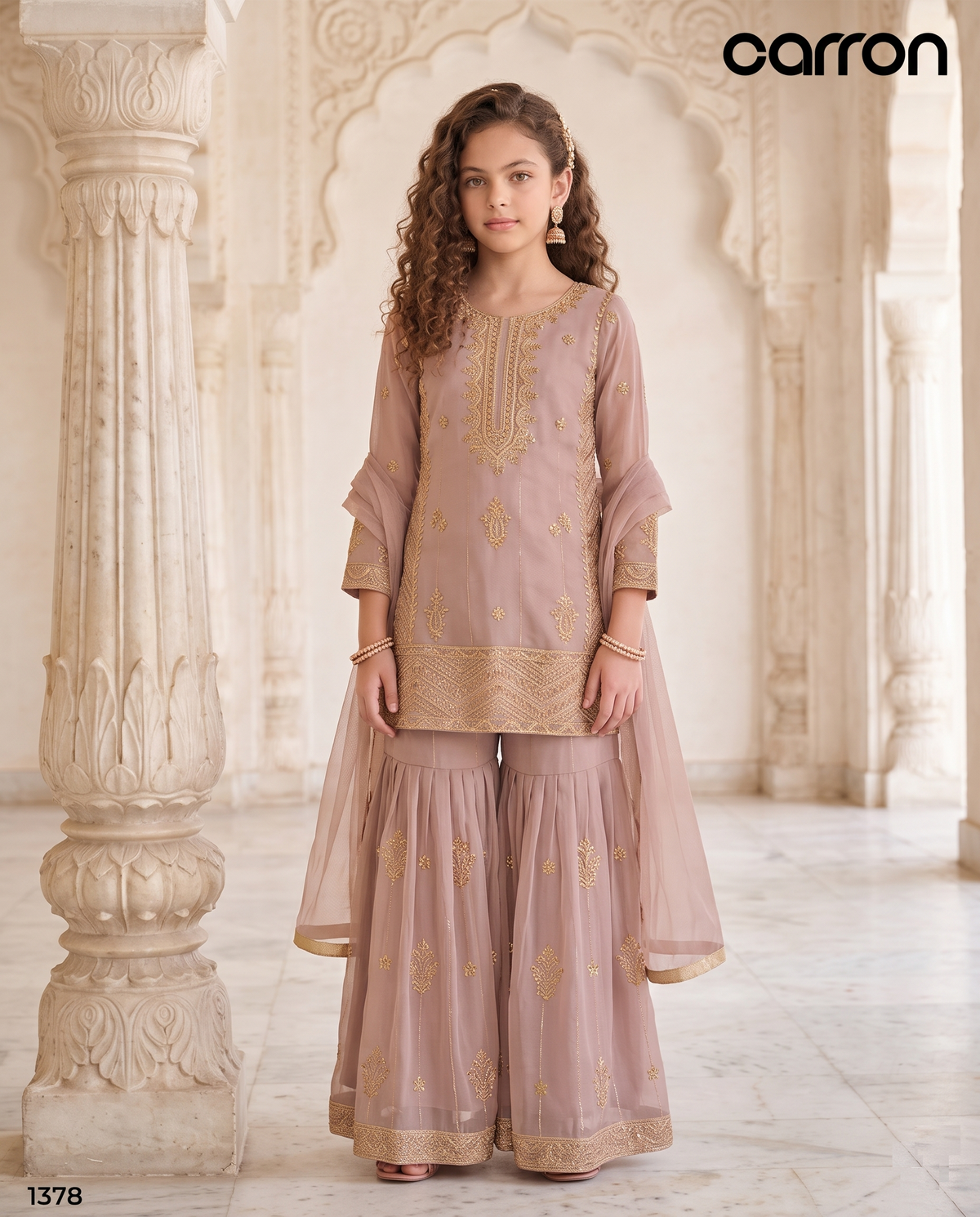 Onion Pink Colour Gharara Set(GE-GGHS_1378)