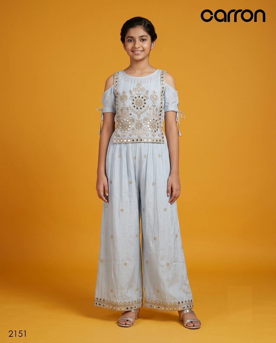 Powder Blue Colour Plazo Set(GE-GPZS_2151)