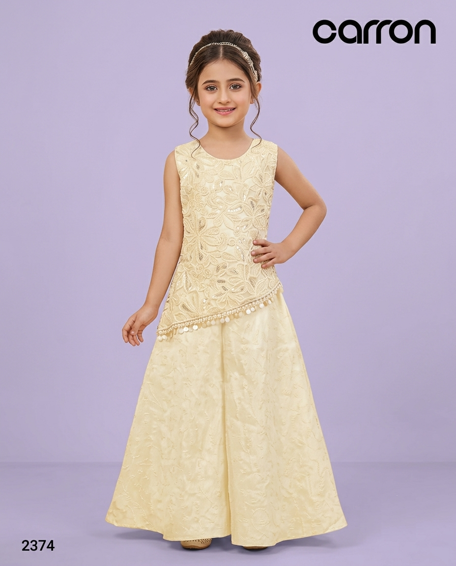 Cream Colour Plazo Set(GE-GPZS_2374)