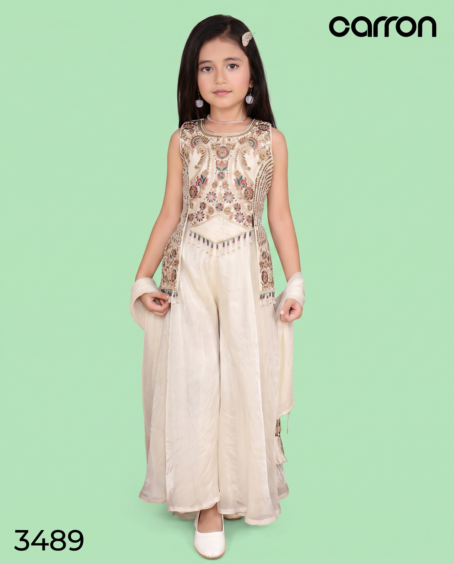 Ivory Colour Plazo Set(GE-GPZS_3489)
