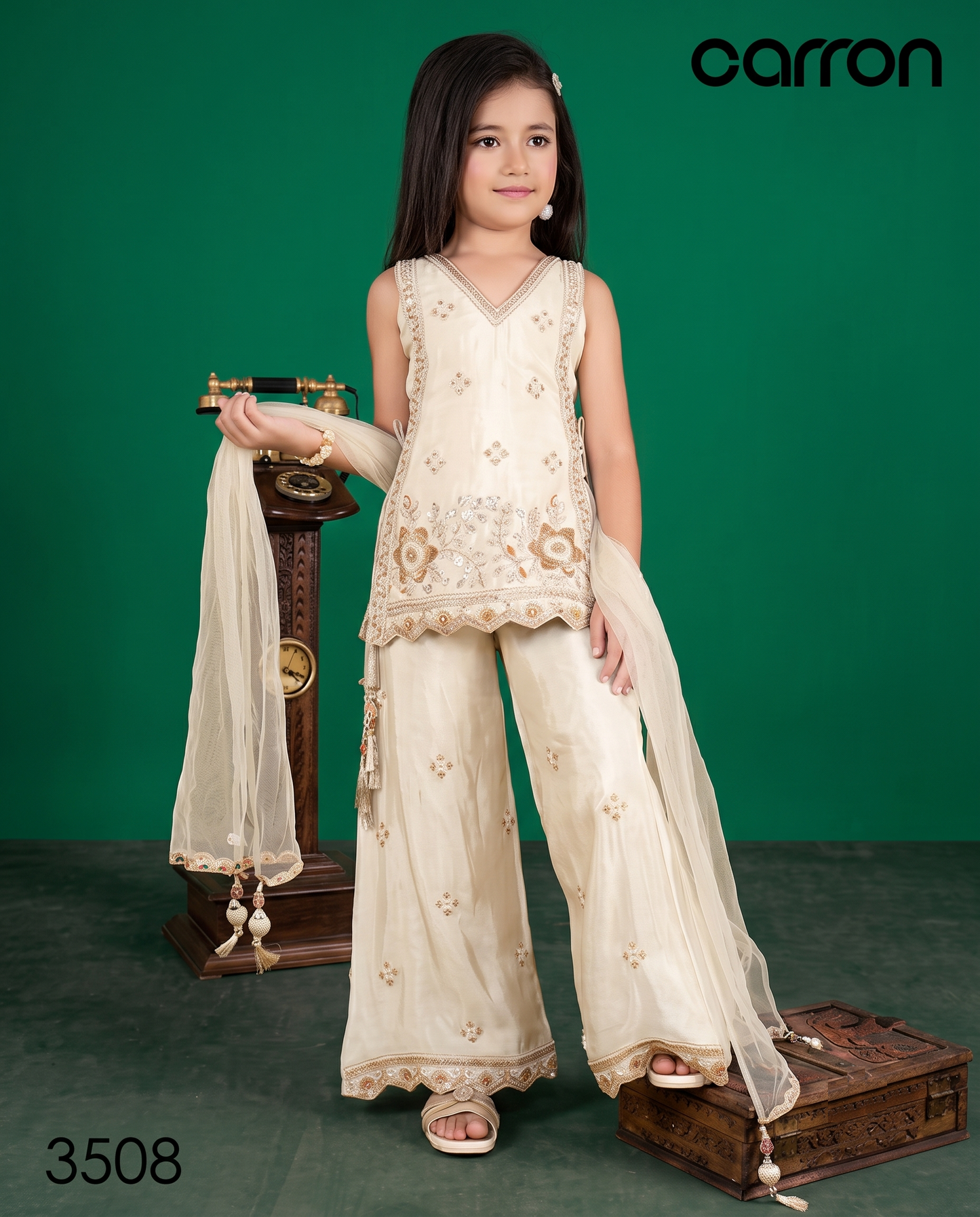 Fawn Colour Plazo Set(GE-GPZS_3508)