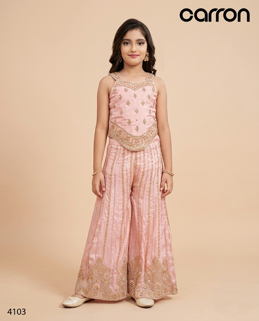 Soft Pink Colour Plazo Set(GE-GPZS_4103)