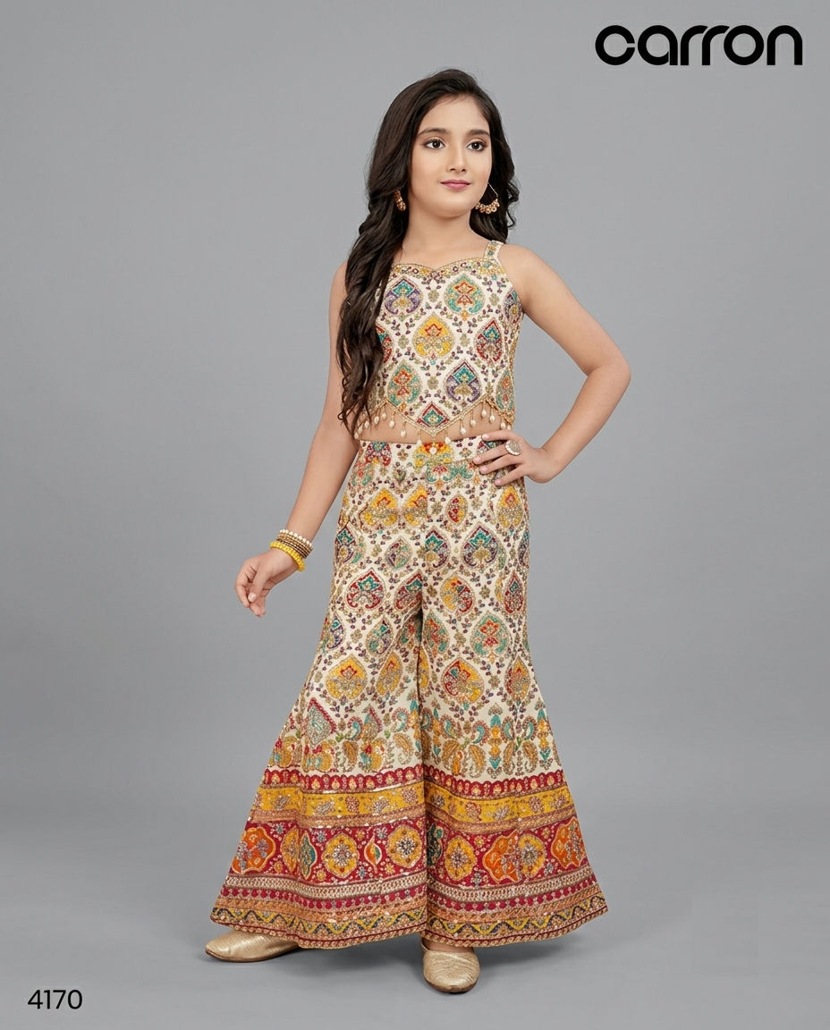 Cream Colour Plazo Set(GE-GPZS_4170)