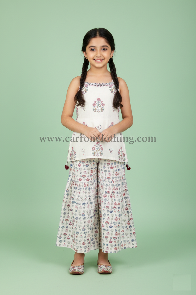 White Colour Gharara Set(GE-GGHS_4913)