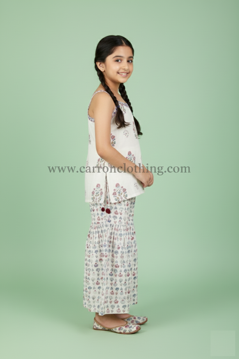 White Colour Gharara Set(GE-GGHS_4913)