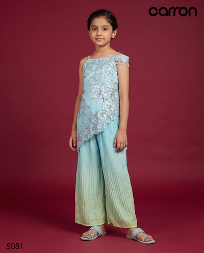 Aqua Mint Colour Plazo Set(GE-GPZS_5081)