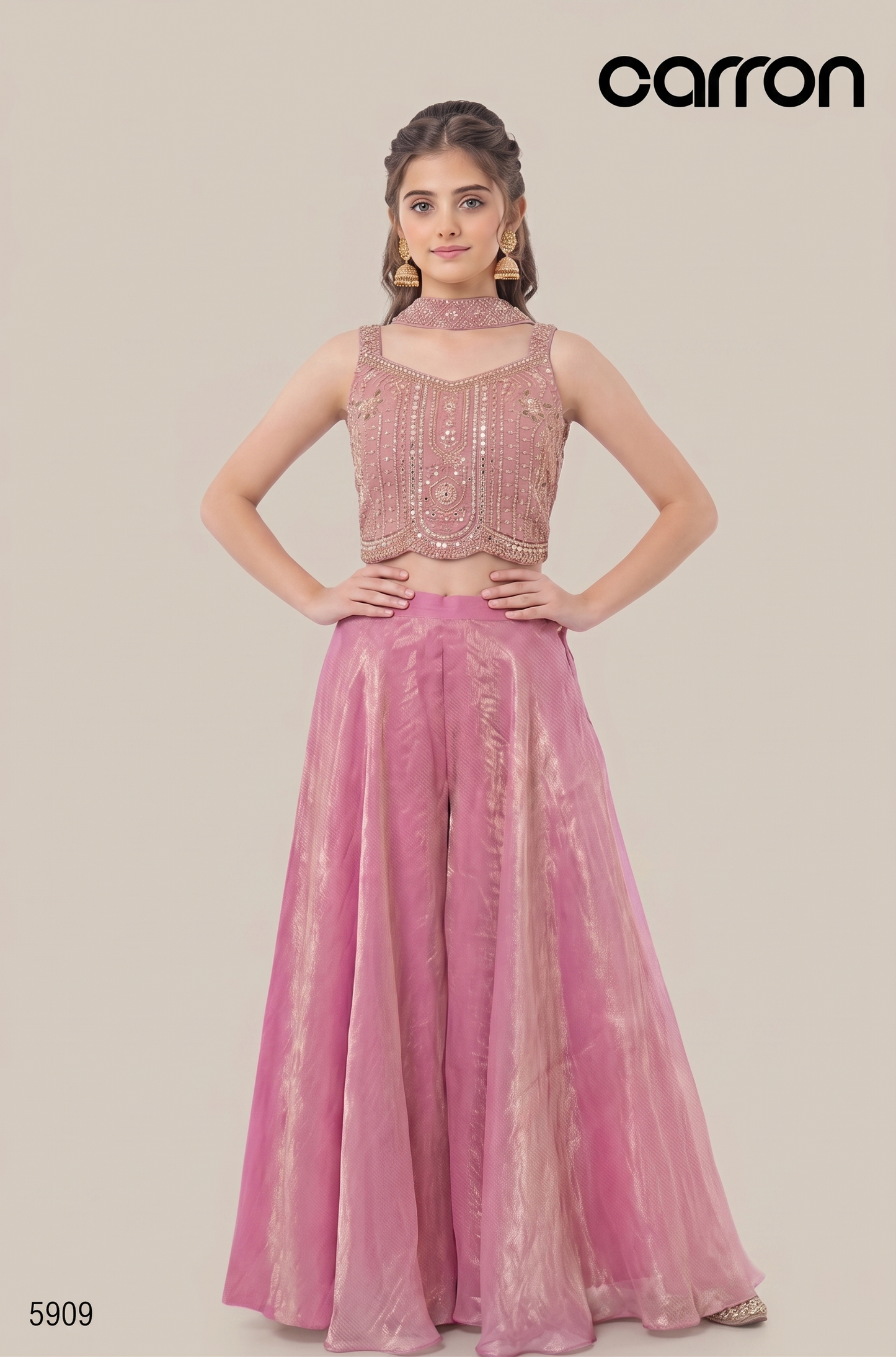 Onion Pink Colour Plazo Set(GE-GPZS_5909)
